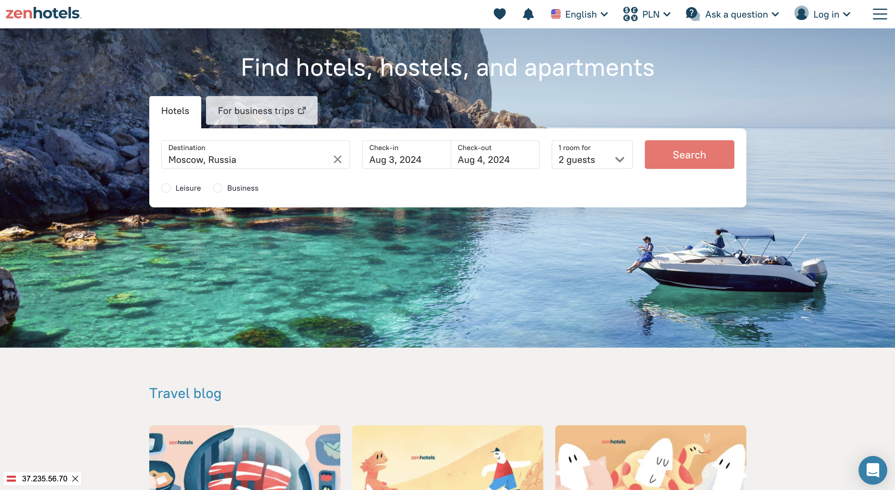 Zenhotels.com website screenshot